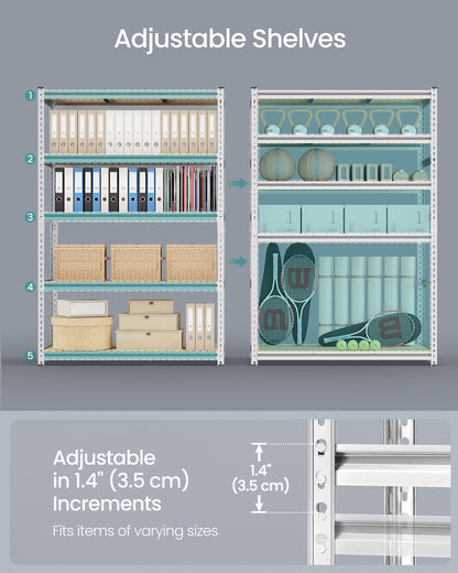 SONGMICS 5-Tier Utility Shelves Silver