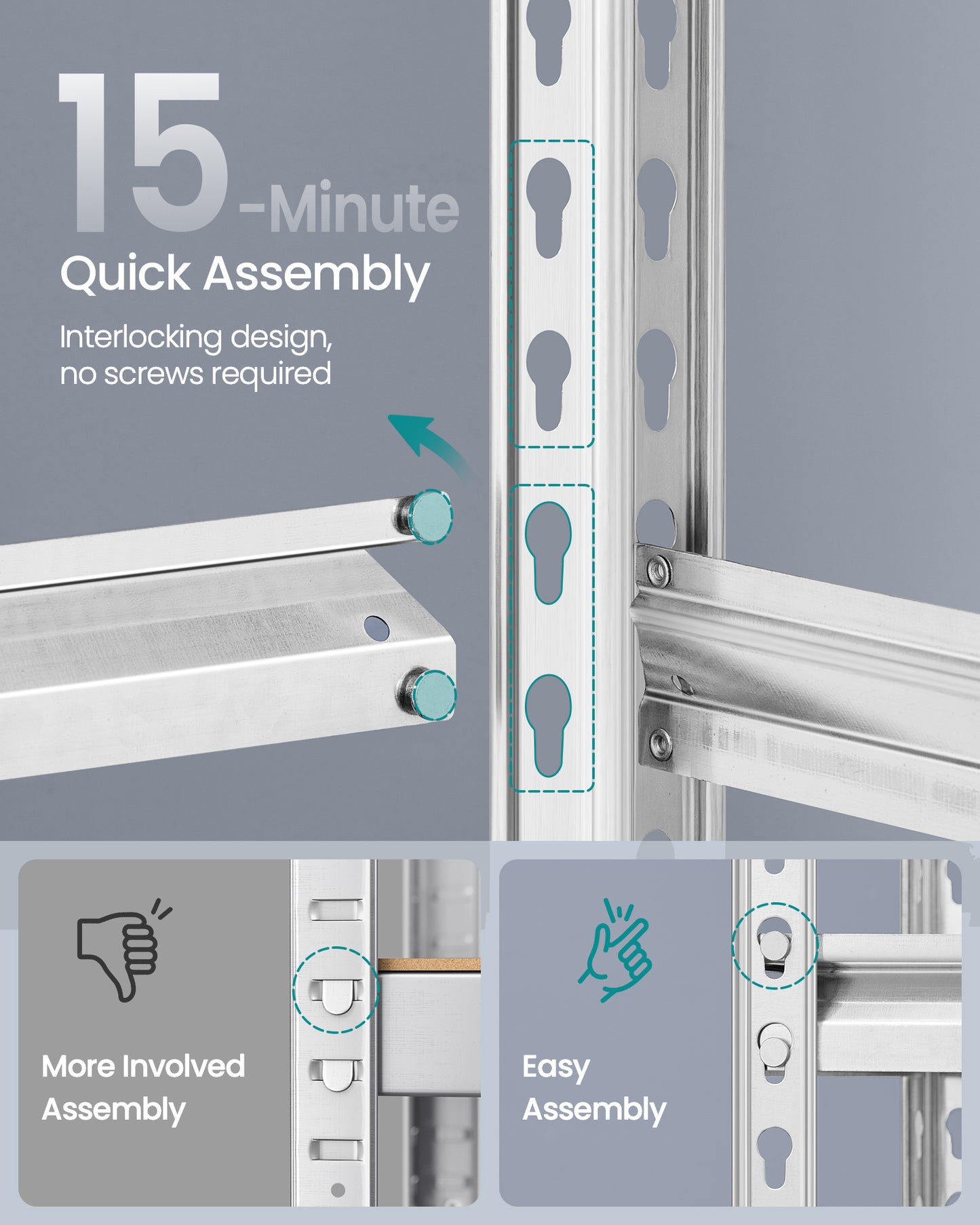 SONGMICS 5-Tier Utility Shelves Silver