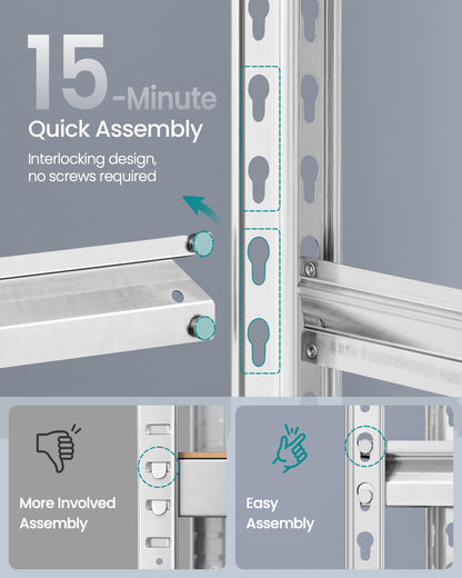 SONGMICS 5-Tier Utility Shelves Silver