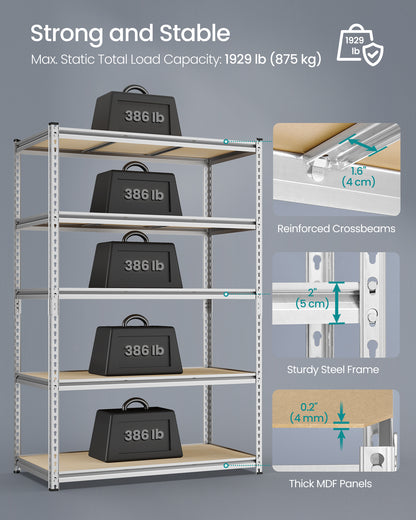 SONGMICS 5-Tier Utility Shelves Silver