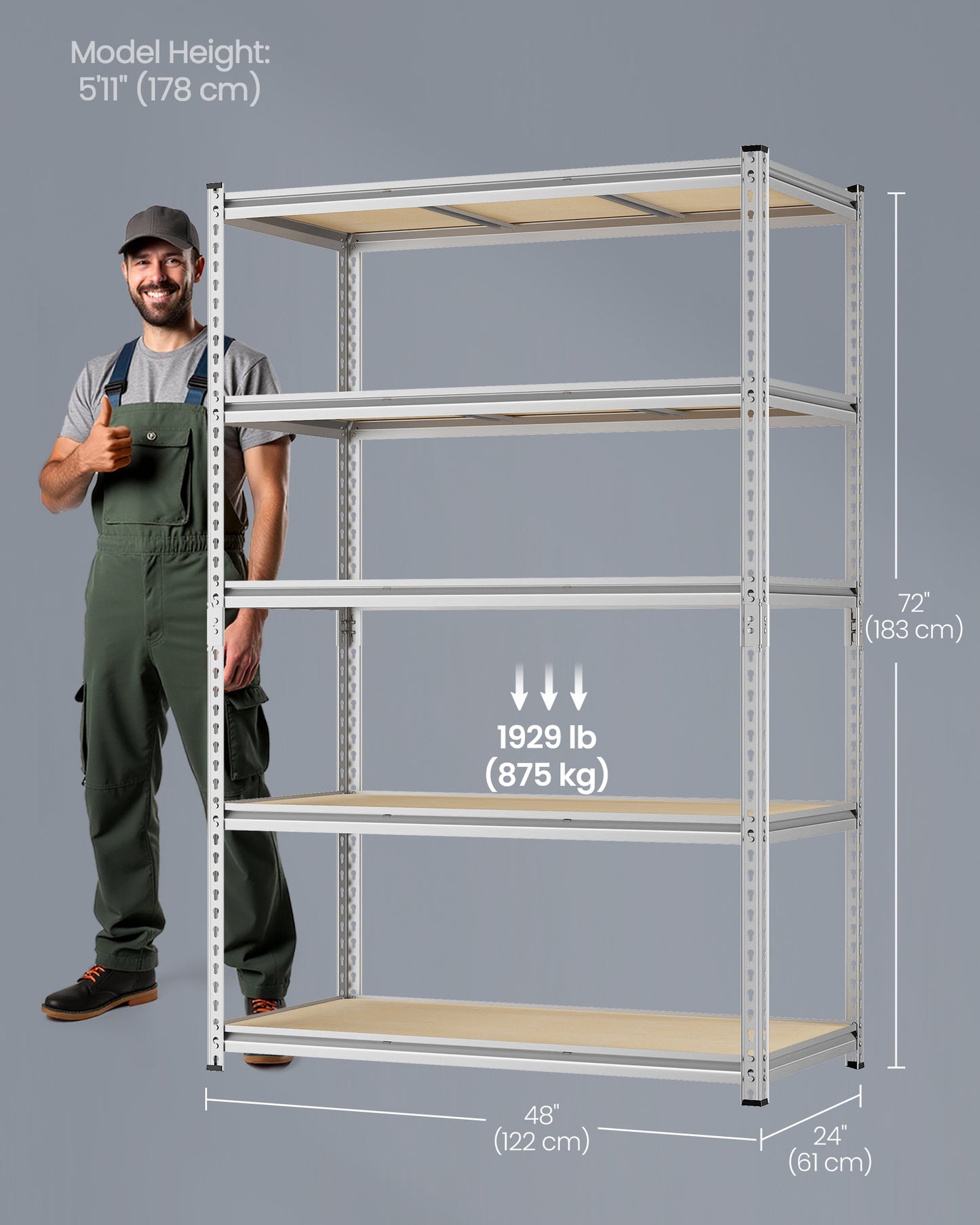 SONGMICS 5-Tier Utility Shelves Silver