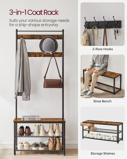 Coat Rack Hall Tree with Shoe Storage Bench Entryway Bench with Shoe Storage for Entryway