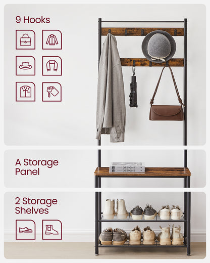 Coat Rack Hall Tree with Shoe Storage Bench Entryway Bench with Shoe Storage for Entryway
