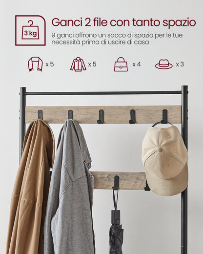 VASAGLE Coat Rack Hall Tree with Shoe Storage Bench Entryway Bench with Shoe Storage for Entryway Greige and Black