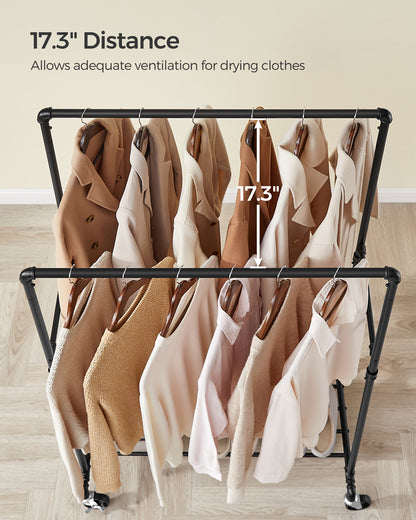 SONGMICS Industrial Pipe Clothes Rack for Garment Storage, Metal, Black