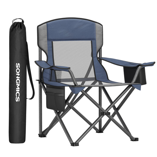 Heavy-Duty Outdoor Camping Folding Chair with Adjustable Armrests,  Harbor Blue