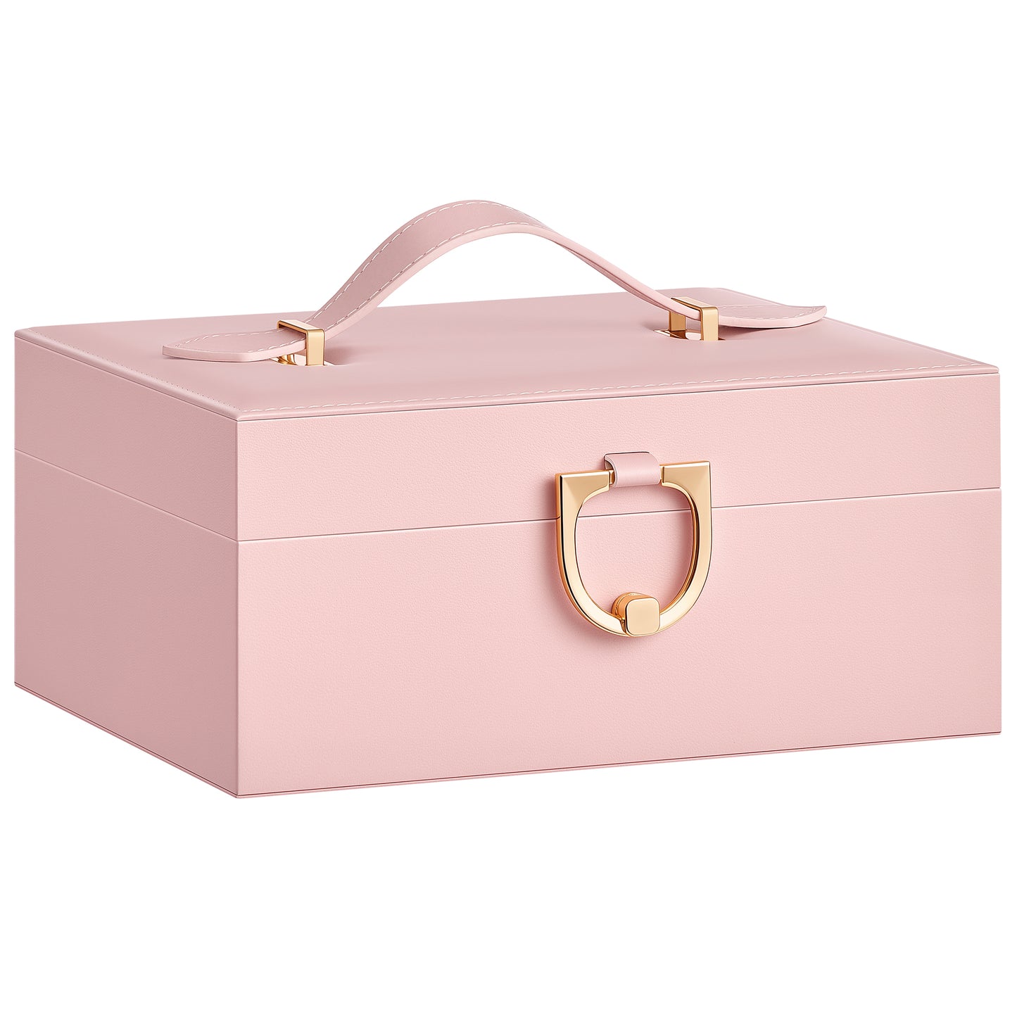 SONGMICS 2-Layer Jewelry Box Organizer, Jewelry Storage Case with Removable Tray and Handle, Earrings, 6.7 x 8.1 x 3.7 Inches, Gift Idea, Jelly Pink