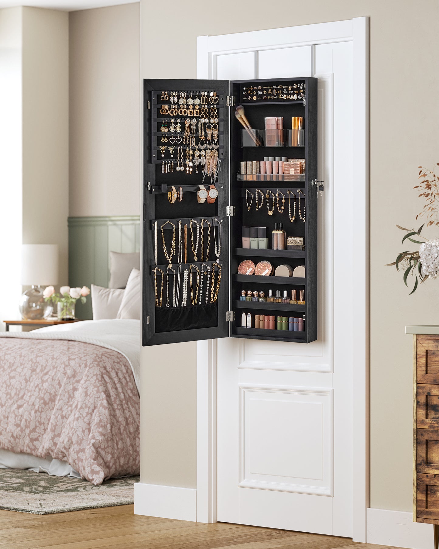 SONGMICS Jewelry Cabinet Armoire Lockable Wall-Mounted Organizer