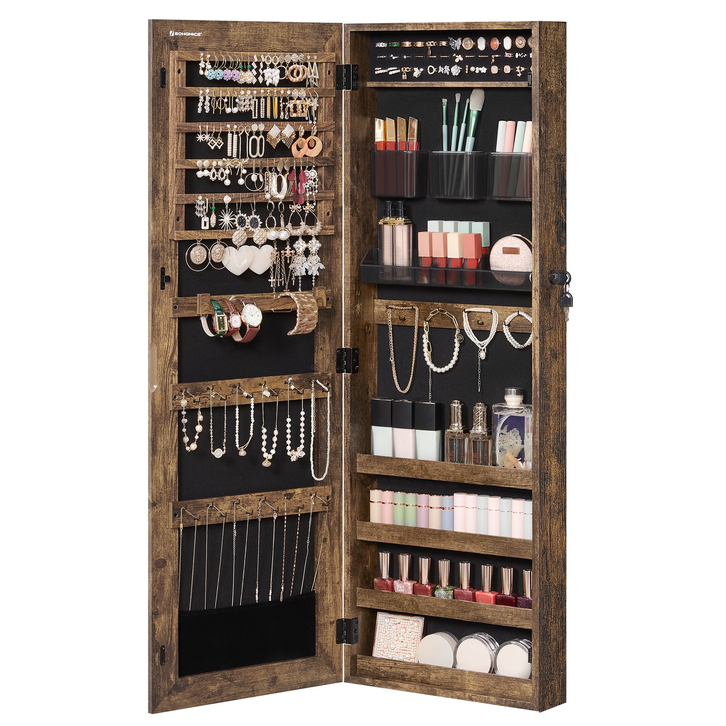 SONGMICS Jewelry Cabinet Armoire Lockable Wall-Mounted Organizer