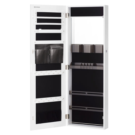 SONGMICS Lockable Jewelry Cabinet Armoire, with Full-Length Frameless Mirror