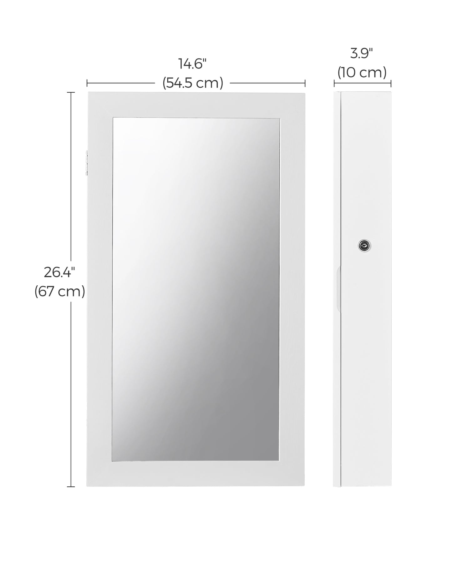 SONGMICS Jewelry Cabinet Armoire with Mirror Jewelry Storage Organizer Box Wall-Mounted Space Saving White