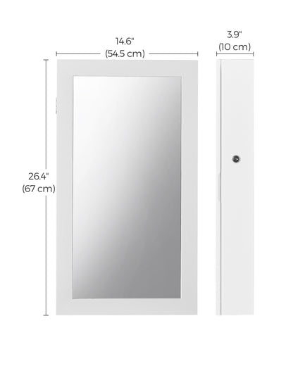 SONGMICS Jewelry Cabinet Armoire with Mirror Jewelry Storage Organizer Box Wall-Mounted Space Saving White