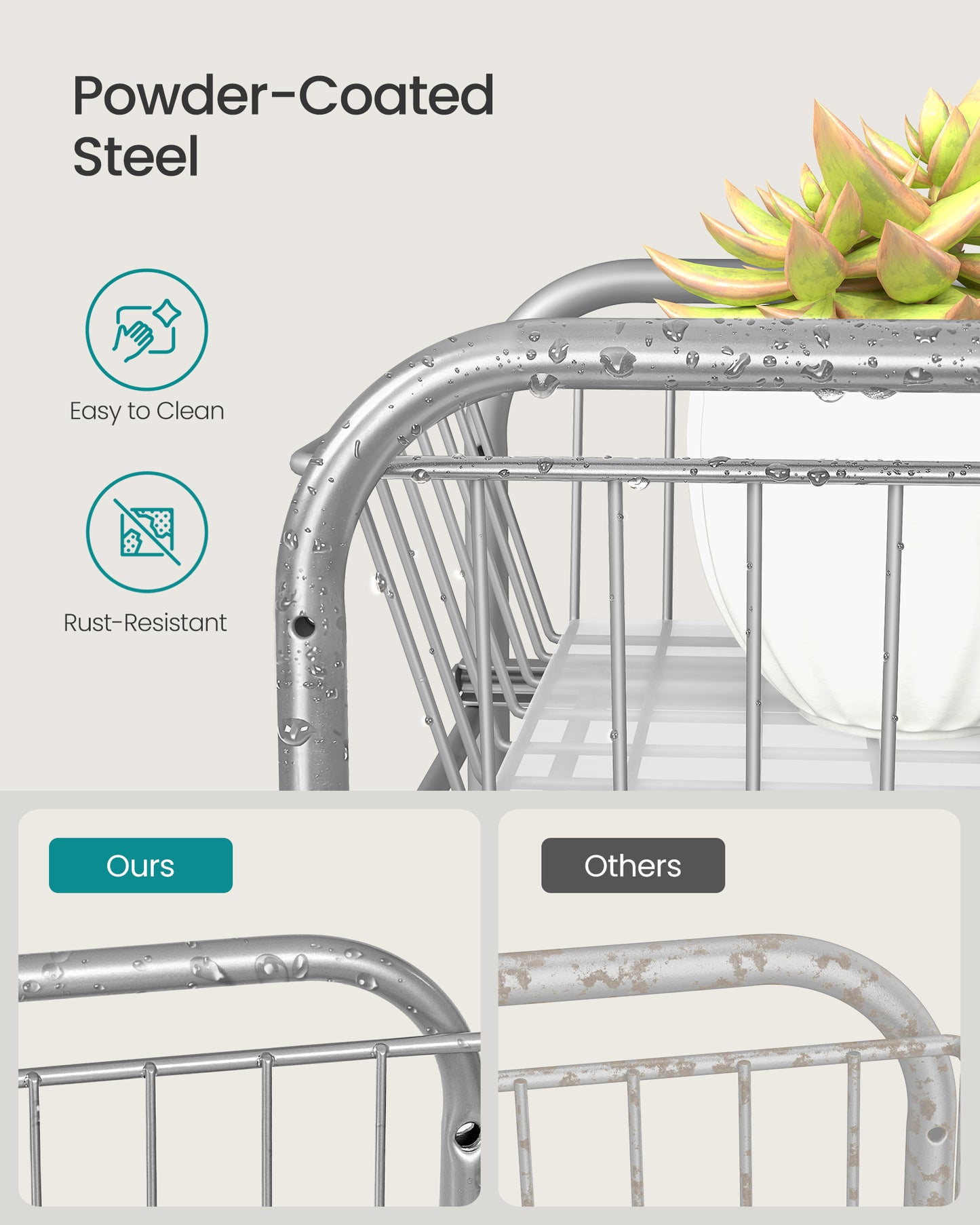 2-Tier Pull Out Cabinet Organizers, Under Sink Organizer, Bathroom Organizer and Storage, Sliding Basket Drawers, Stackable, Silver
