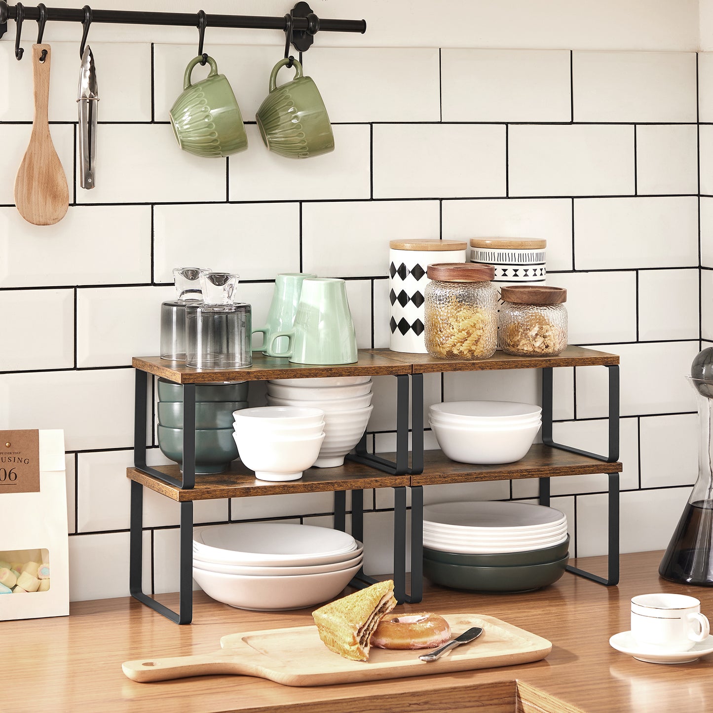 4 Pack Cabinet Organizer Shelf, Kitchen Counter Shelves, Kitchen Storage, Spice Rack