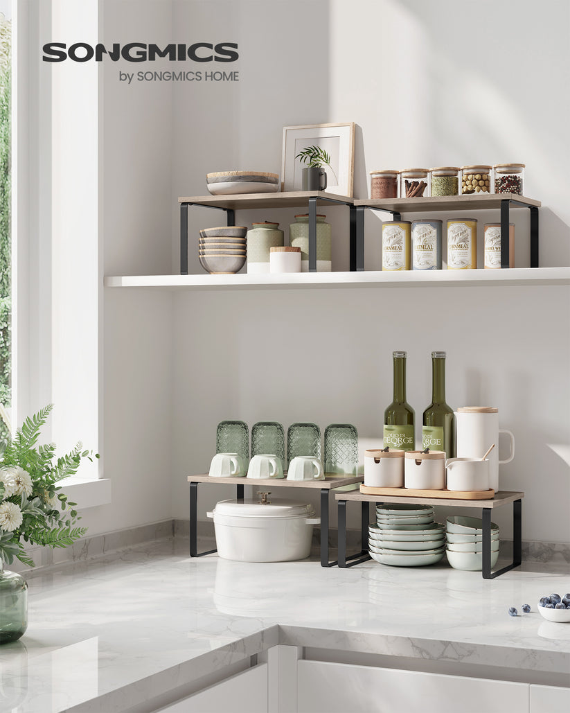 4 Pack Cabinet Organizer Shelf, Kitchen Counter Shelves, Kitchen Stora ...