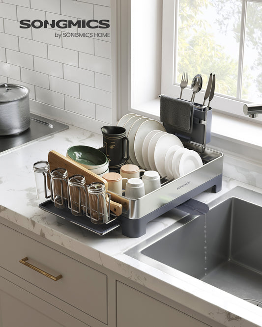 Dish Racks Dish Drying Rack for Kitchen Counter Dish Drainers Silver and Gray