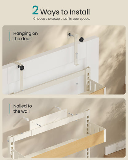 SONGMICS Pantry Door Organizer, 8-Tier Adjustable over the Door Spice Rack, Wall Mount Behind Door Storage, 16.9 x 6.2 x 71.7 Inch, Matte White, Bystro Collection