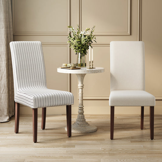 Dining Chairs, Set of 2 Parsons Chairs, Thick Seat, Removable Fabric Cover, High Back, for Kitchen Bedroom, 22.8 x 18.9 x 39.4 Inches, Cream White