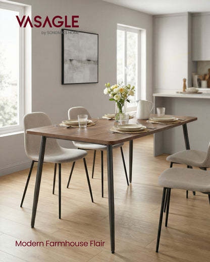 Modern Farmhouse Dining Table for 4-6, Quick Assembly Kitchen Table with Heat-Resistant Surface, 55.1 x 29.5 Inches, Natural Walnut & Ink Black