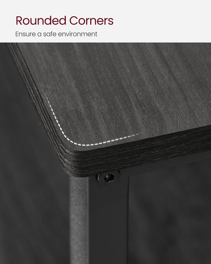 VASAGLE Kitchen Island with 3 Shelves, 47.2 Inches Kitchen Shelf with Large Worktop, Stable Steel Structure, Ebonized Oak Finish and Black
