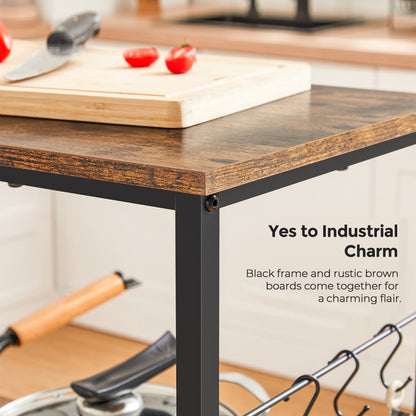 VASAGLE Bakers Rack, Kitchen Island Storage Shelf, Microwave Oven Stand, Metal Frame, Industrial, Rustic Brown and Black