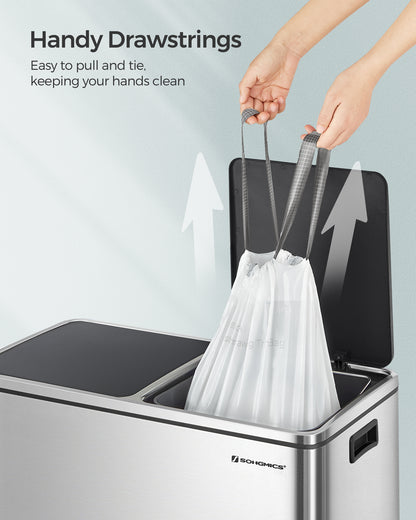 0.8 mil Heavy-Duty Trash Bags - 44lb Capacity, Tear & Leak Proof, Pre-Separated, Drawstring Closure, Fits SONGMICS 8 Gal Can (30A, 4x45 Rolls), White