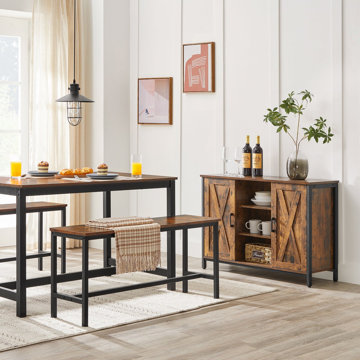Pair of 2 Dining Bench for Kitchen, Living Room, Outdoor Party