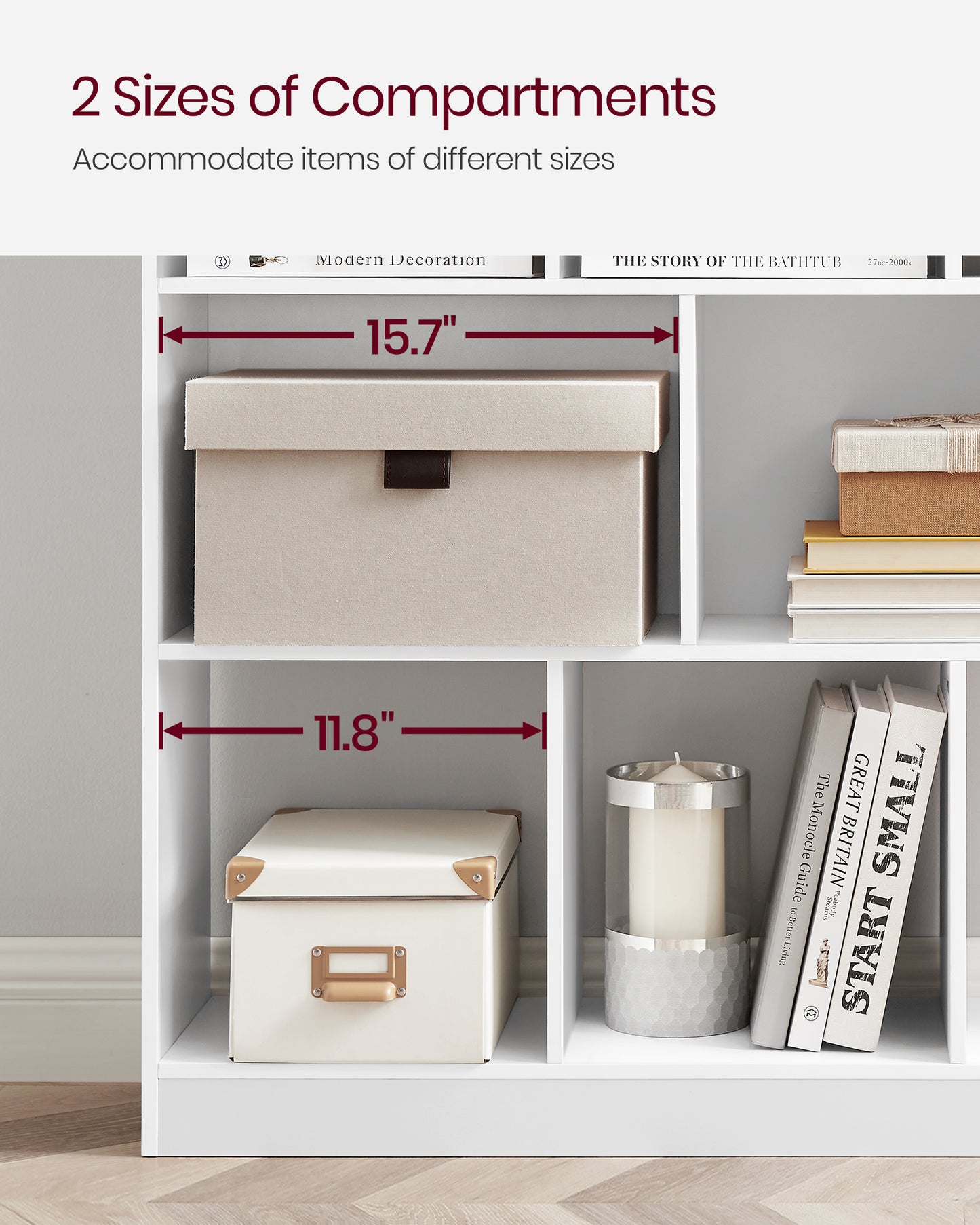 Cube Bookcase, Freestanding Storage Unit with 11 Open Compartments