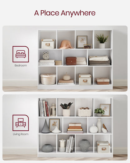 Cube Bookcase, Freestanding Storage Unit with 11 Open Compartments