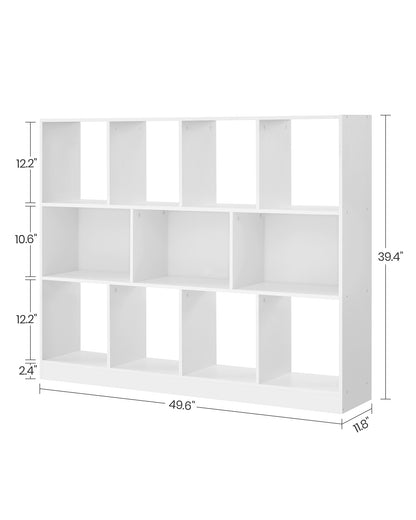Cube Bookcase, Freestanding Storage Unit with 11 Open Compartments