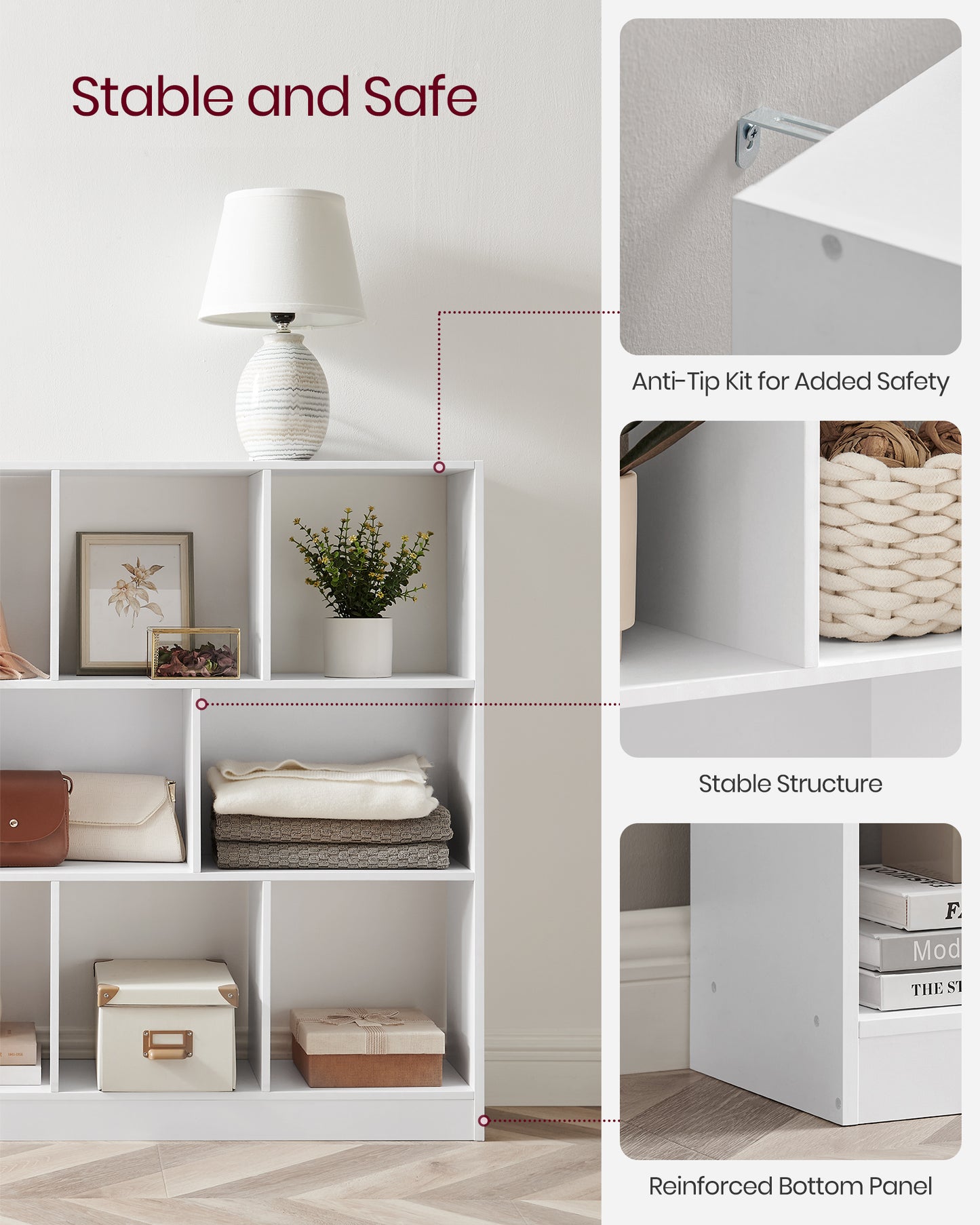 Cube Bookcase, Freestanding Storage Unit with 11 Open Compartments