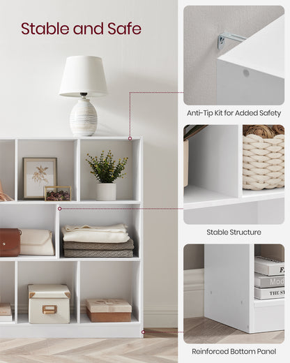 Cube Bookcase, Freestanding Storage Unit with 11 Open Compartments