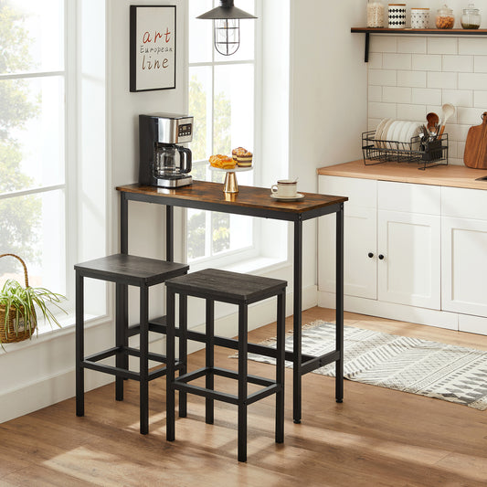 Bar Stools Set of 2 Bar Chairs Kitchen Breakfast Bar Stools with Footrest Industrial in Living Room Party Room Charcoal Gray and Black