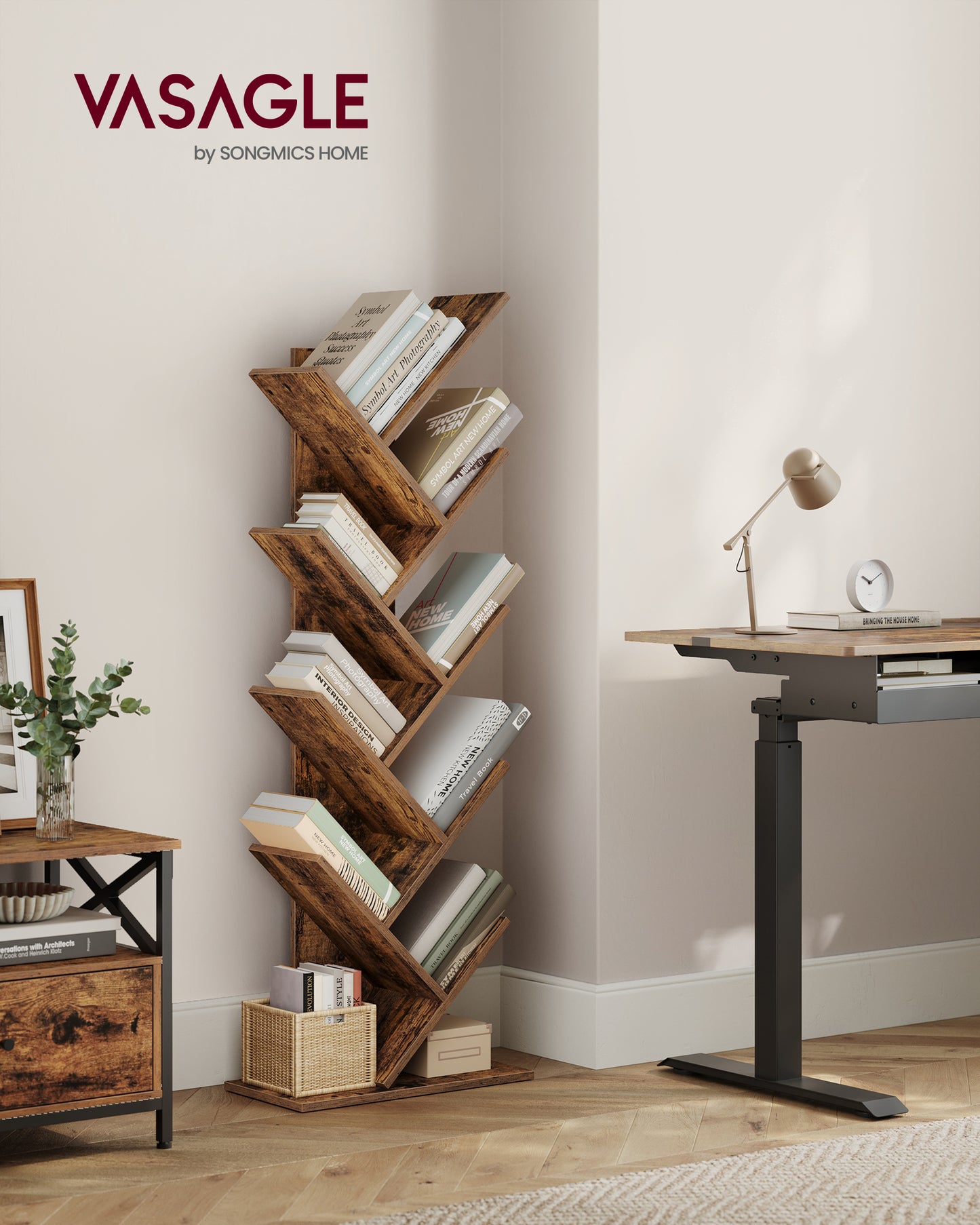 Tree Bookshelf, 9-Tier Bookcase, Large Bookshelf, Corner Shelf, Book Tree, for Bedroom, Living Room, Home Office