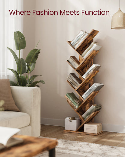 Tree Bookshelf, 9-Tier Bookcase, Large Bookshelf, Corner Shelf, Book Tree, for Bedroom, Living Room, Home Office