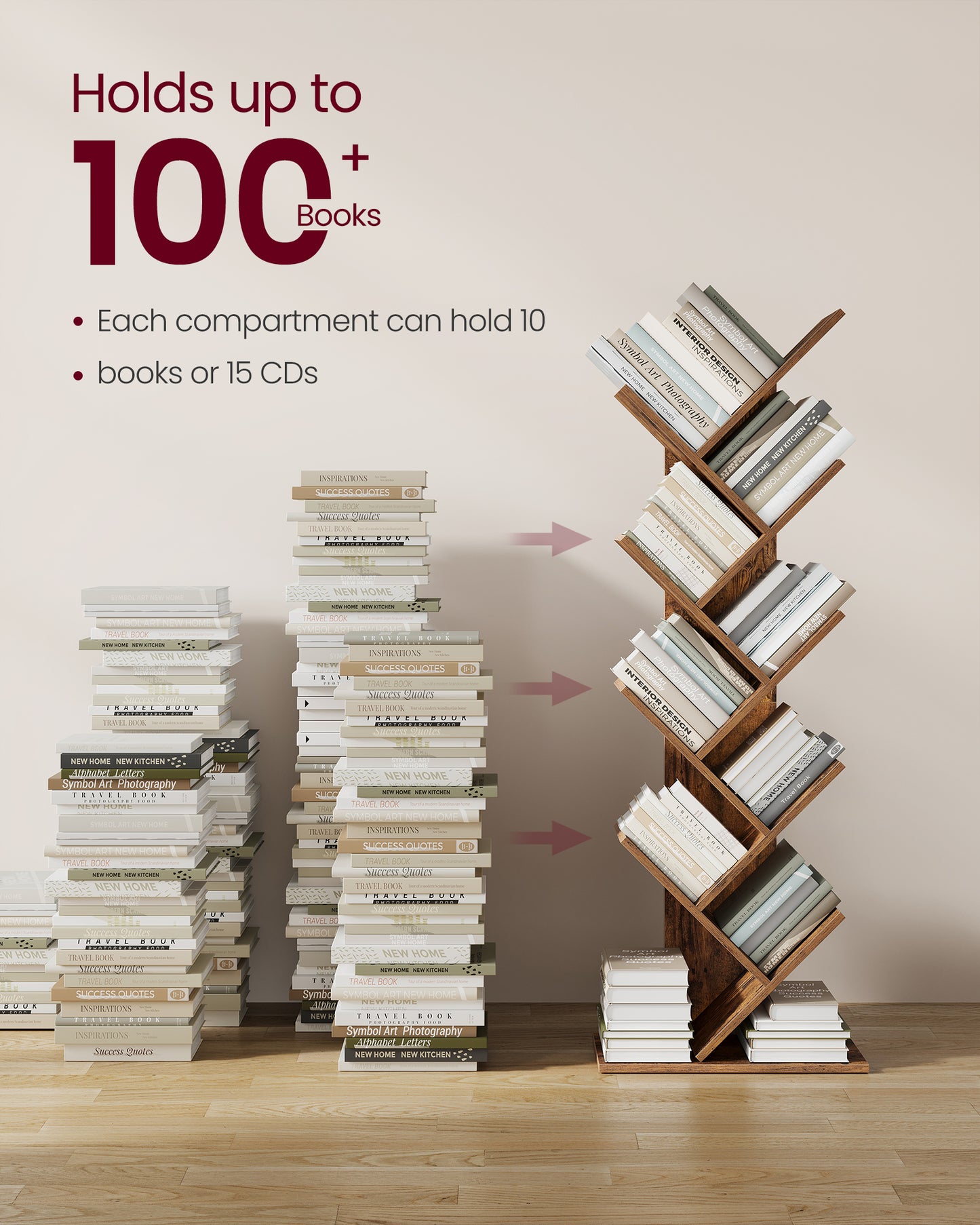 Tree Bookshelf, 9-Tier Bookcase, Large Bookshelf, Corner Shelf, Book Tree, for Bedroom, Living Room, Home Office