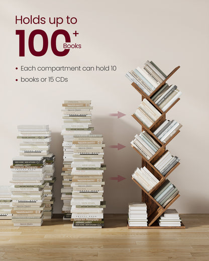Tree Bookshelf, 9-Tier Bookcase, Large Bookshelf, Corner Shelf, Book Tree, for Bedroom, Living Room, Home Office