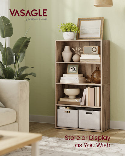 23.6 Inches Wide 4-Tier Open Bookcase with Adjustable Shelves, Floor Standing Storage Unit