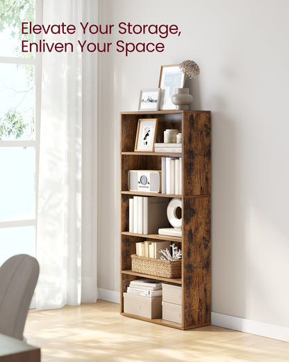 Sleek 5-Tier Open Bookshelf, 23.6 Inches Wide, Adjustable Storage Shelves, Floor Standing Unit for Organizing Your Space