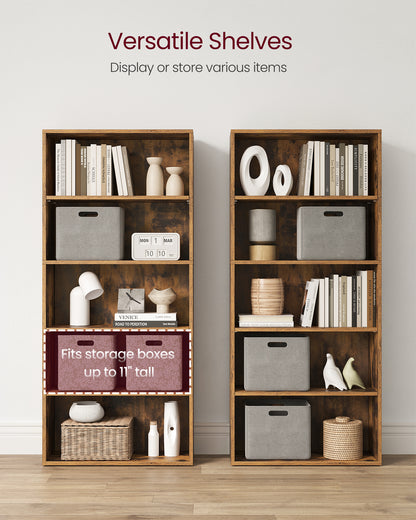 Sleek 5-Tier Open Bookshelf, 23.6 Inches Wide, Adjustable Storage Shelves, Floor Standing Unit for Organizing Your Space