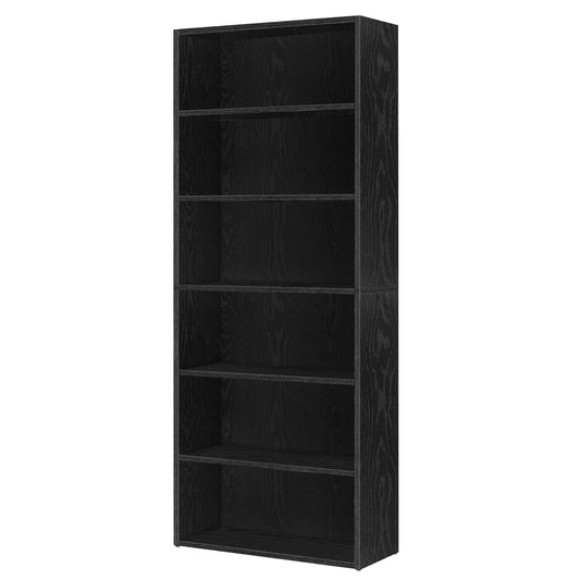 6-Tier Bookshelf, 23.6''W*63.1''H Open Bookcase with Adjustable Storage Shelves, Floor Standing Unit, Black