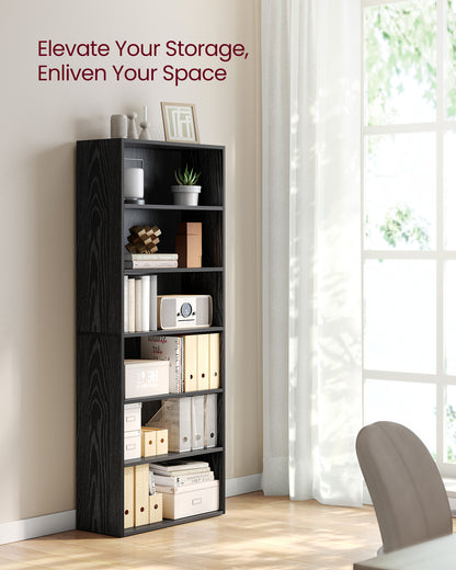 Wide 6-Tier Bookshelf, 23.6 Inches, Open Bookcase with Adjustable Storage Shelves - Floor Standing Unit