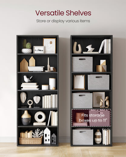 Wide 6-Tier Bookshelf, 23.6 Inches, Open Bookcase with Adjustable Storage Shelves - Floor Standing Unit