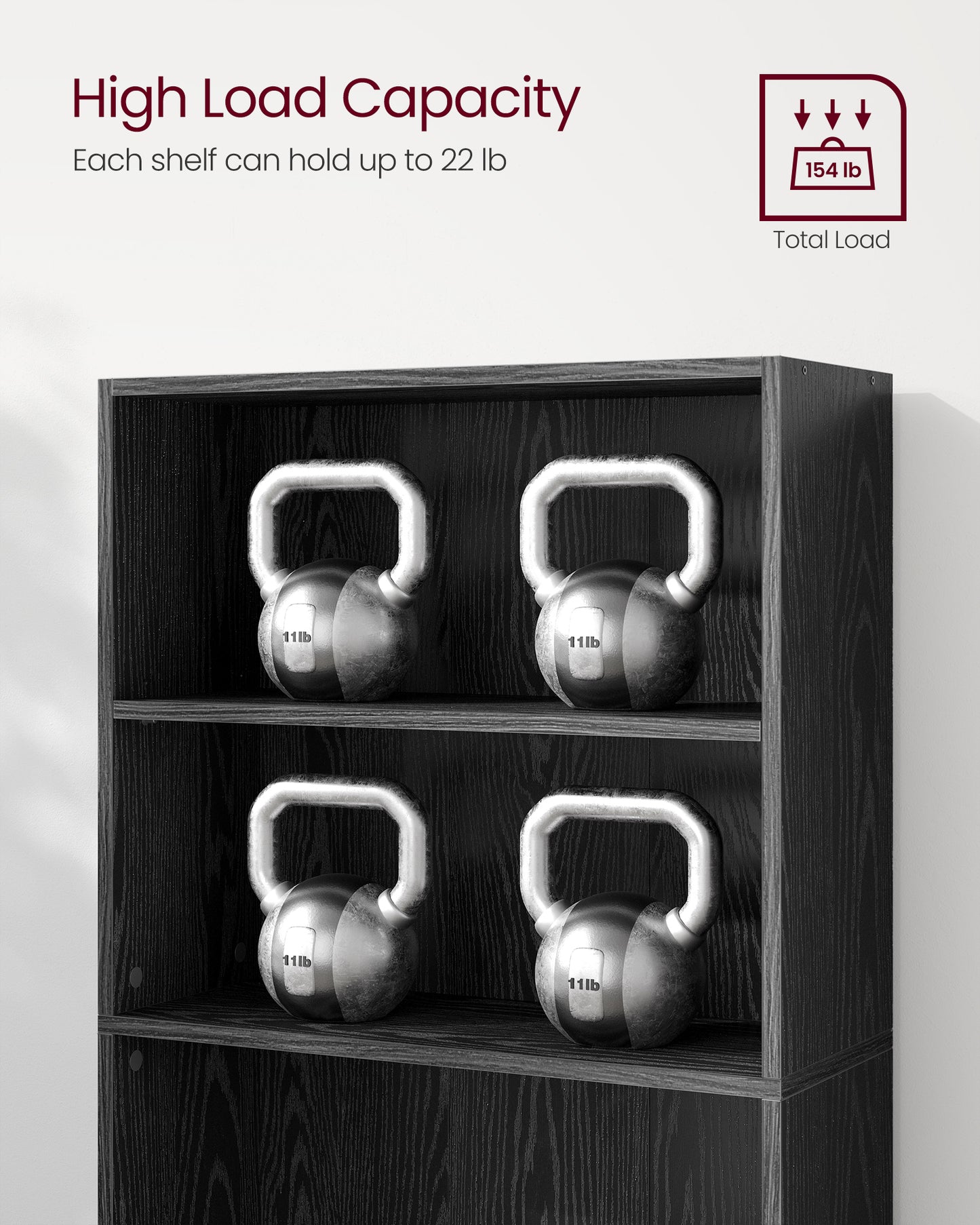 Wide 6-Tier Bookshelf, 23.6 Inches, Open Bookcase with Adjustable Storage Shelves - Floor Standing Unit