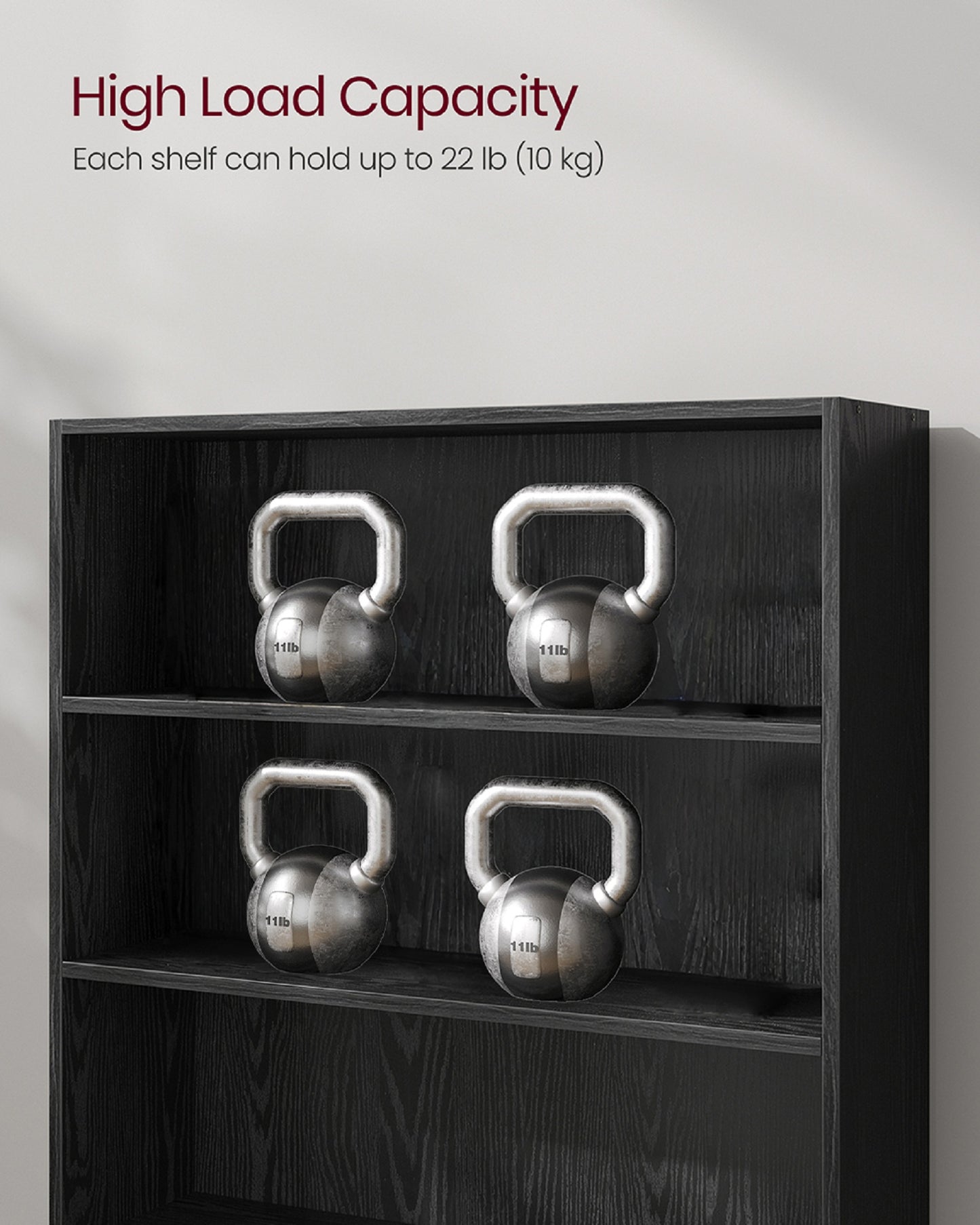 VASAGLE 3-Tier Bookshelf, 31.5 Inches Wide, Open Bookcase with Adjustable Storage Shelves, Floor Standing Unit, Ebony Black