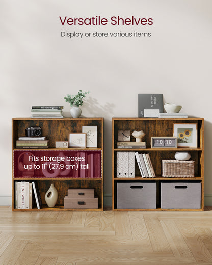 3-Tier Bookshelf, 31.5 Inches Wide, Open Bookcase with Adjustable Storage Shelves, Floor Standing Unit