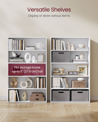 5-Tier Bookshelf, 30 Inches Wide, Open Bookcase with Adjustable Storage Shelves, Floor Standing Unit