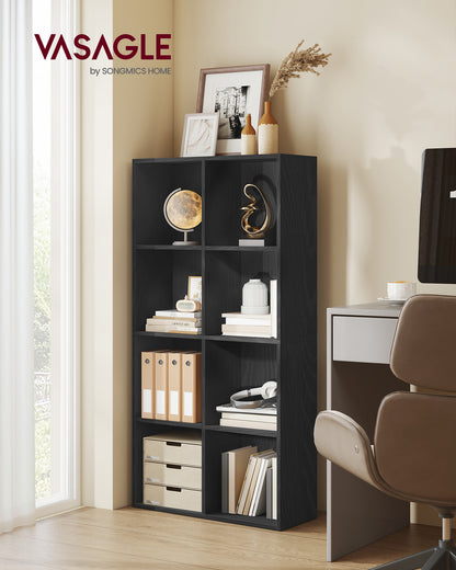 8-Cube Storage Shelf, Modern Bookcase Organizer, 51" Tall Multi-Functional for Living Room/Office, Easy Assembly, Ebony Black