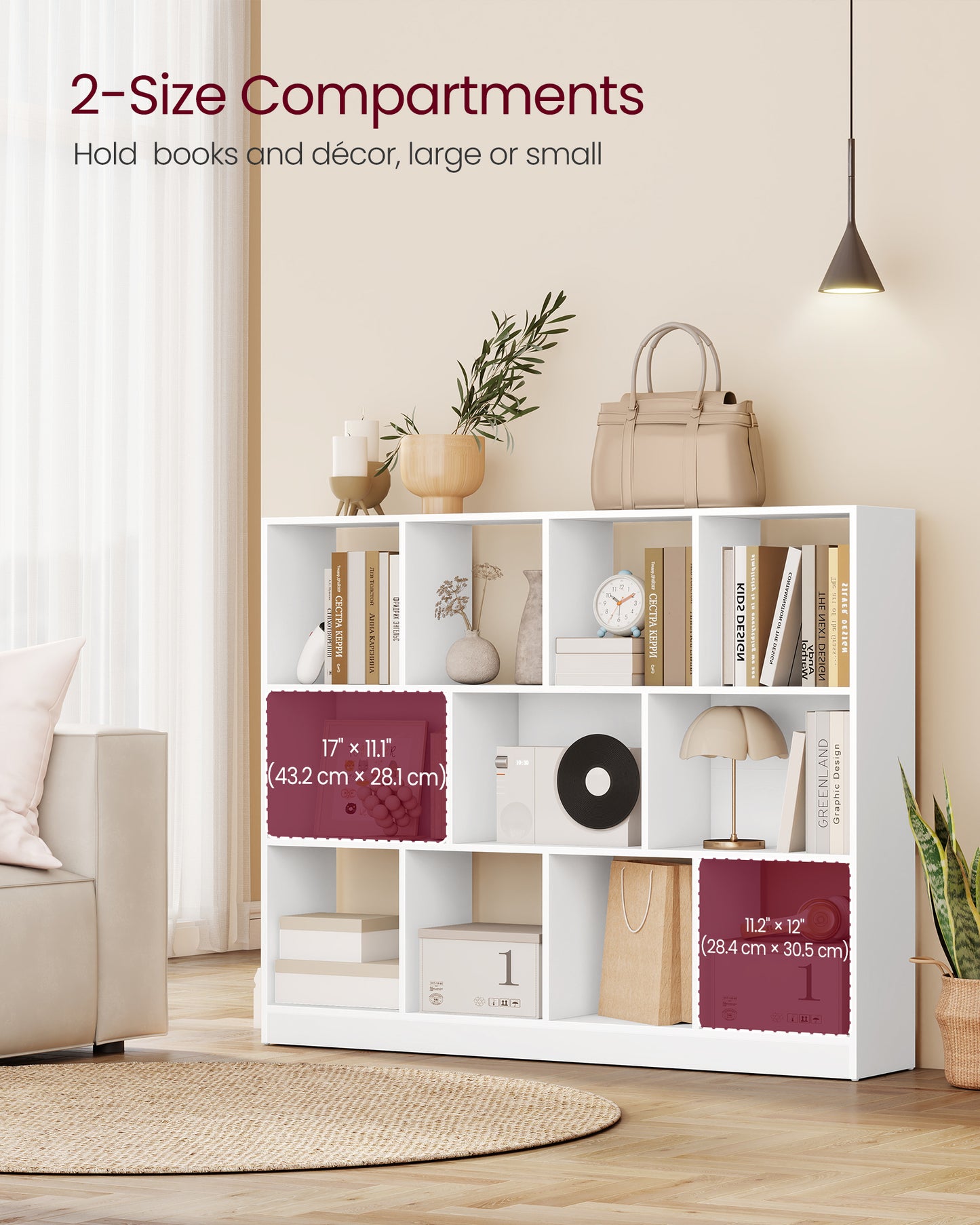 3-Tier Bookcase, Open Shelf Organizer for Living Room/Office, Space-Saving Design, Tool-Free Assembly, White