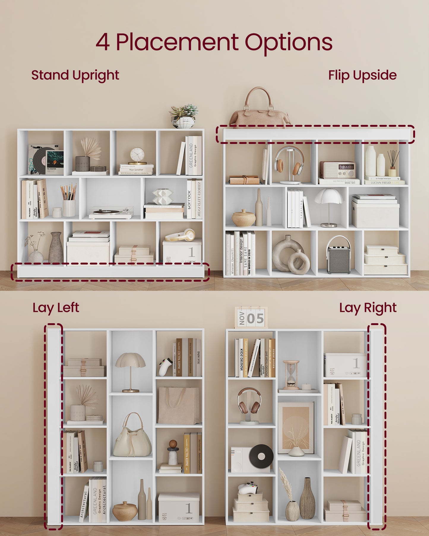 3-Tier Bookcase, Open Shelf Organizer for Living Room/Office, Space-Saving Design, Tool-Free Assembly, White